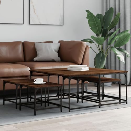 TEHTX7 Satztische 5 STK für Wohnzimmer Home Office Braun Eichen-Optik Holzwerkstoff von TEHTX7