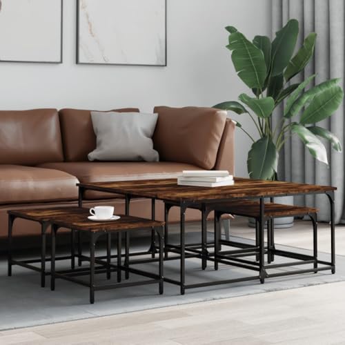 TEHTX7 Satztische 5 STK für Wohnzimmer Home Office Räuchereiche Holzwerkstoff von TEHTX7