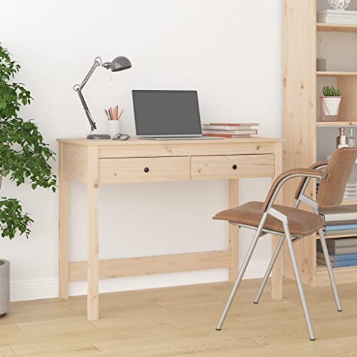 TEHTX7 Schreibtisch, Kleiner Computertisch, Bürotisch, für Arbeitszimmer, Schlafzimmer mit Schubladen 100x50x78 cm Massivholz Kiefer TEHTX7 Schreibtisch, Kleiner Computertisch, Bürotisch, für Arbeitszimmer, Schlafzimmer mit Schubladen 100x50x78 cm Massivholz Kiefer von TEHTX7