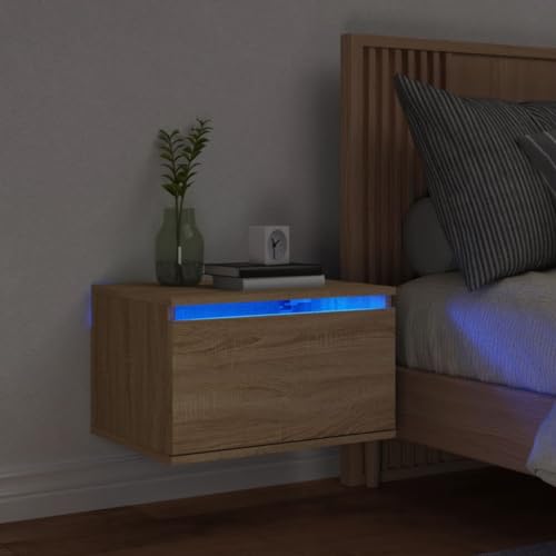 TEHTX7 Wand-Nachttisch mit LED-Leuchten Sonoma-Eiche von TEHTX7
