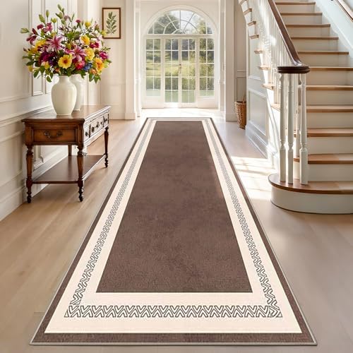 TEHWDAIYOU Teppich Läufer Flur Lang rutschfest Küchenteppich 60 x 280 cm Braun Waschbar Langer Teppich Läufer Flurläufer Korridor Teppichläufer von TEHWDAIYOU