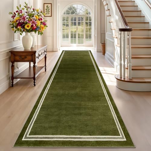 TEHWDAIYOU Teppich Läufer Flur Lang rutschfest Küchenteppich 70 x 150 cm Grün Waschbar Langer Teppich Läufer Flurläufer Korridor Teppichläufer von TEHWDAIYOU