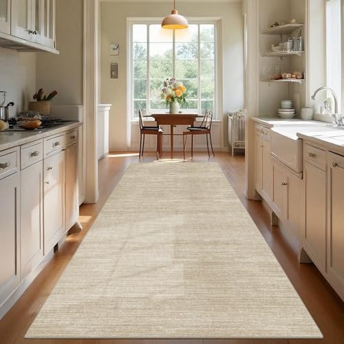 TEHWDAIYOU Teppich Läufer Flur Langer Küche Teppich rutschfest Waschbar Teppichläufer Flurteppich Küchenteppich Anti Rutsch Korridor Teppiche Läufer Flur für Küche Eingang, Beige, 40 x 60 cm von TEHWDAIYOU