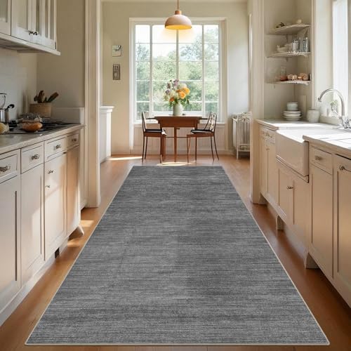 TEHWDAIYOU Teppich Läufer Flur Langer Küche Teppich rutschfest Waschbar Teppichläufer Flurteppich Küchenteppich Anti Rutsch Korridor Teppiche Läufer Flur für Küche Eingang, Grau, 40 x 140 cm von TEHWDAIYOU