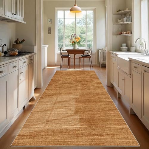 TEHWDAIYOU Teppich Läufer Flur Langer Küche Teppich rutschfest Waschbar Teppichläufer Flurteppich Küchenteppich Anti Rutsch Korridor Teppiche Läufer Flur für Küche Eingang, Moderne Braun, 60 x 90 cm von TEHWDAIYOU
