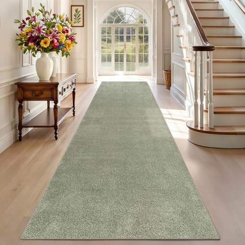 Teppich Läufer Flur Lang, Waschbar Flur Läufer Teppich, Teppichläufer Flur rutschfest Küchenteppich, Flurläufer Lang Korridor Teppich Läufer für Eingang, Küche, Waschküche 100 x 500 cm Grün von TEHWDAIYOU