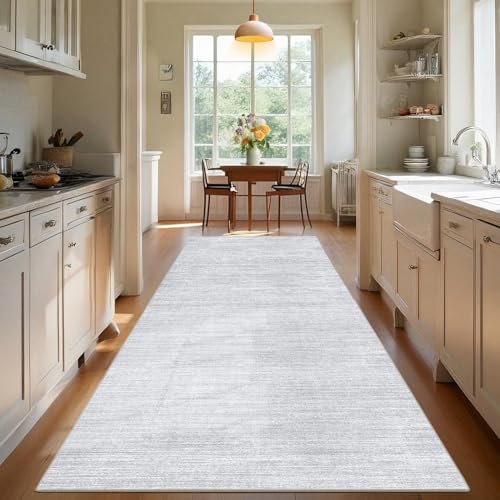 Teppich Läufer Flur Langer Küche Teppich Rutschfest Waschbar Teppichläufer Flurteppich Küchenteppich anti Rutsch Korridor Teppiche Läufer Flur für Küche Eingang, Abstrakter Grau, 60 x 300 cm von TEHWDAIYOU