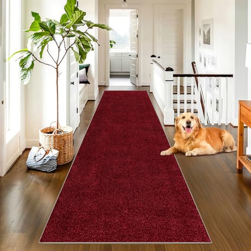 Teppich Läufer Flur Teppichläufer Küchenläufer Küche Teppiche rutschfest Flurläufer Waschbar Teppiche Korridor für Eingang Flur Küche Waschküche 50 x 450 cm Rot von TEHWDAIYOU