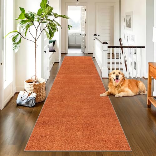 Teppich Läufer Flur Teppichläufer Küchenläufer Küche Teppiche rutschfest Flurläufer Waschbar Teppiche Korridor für Eingang Flur Küche Waschküche 70 x 400 cm Orange von TEHWDAIYOU