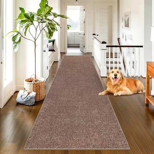 Teppich Läufer Flur Teppichläufer Küchenläufer Küche Teppiche rutschfest Flurläufer Waschbar Teppiche Korridor für Eingang Flur Küche Waschküche 70 x 450 cm Braun von TEHWDAIYOU