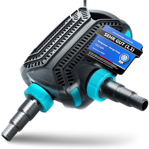 Teicher Teichpumpe [Neues Modell] EP-5200X – Energie Effizient Filterpumpe für außen Gartenteich, Bachlauf, Wasserfall, Filter Teich Pumpe IPX8 Norm von TEICHER