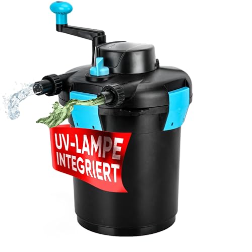 Teicher Teichdruckfilter mit UV Lampe, Teichschwämmen Teich Filteranlage Teichfilter Filterpumpe für Gartenteich & Koi Teiche Druckfilter 4.000 l/h von TEICHER