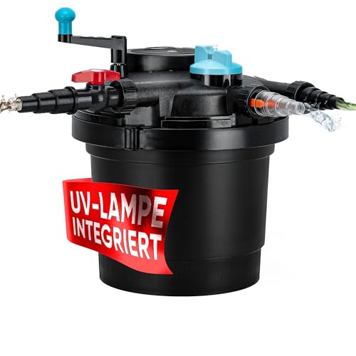 Teicher Teichdruckfilter mit UV Lampe, Teichschwämmen Teich Filteranlage Teichfilter Filterpumpe für Gartenteich & Koi Teiche Druckfilter 8.000 l/h von TEICHER