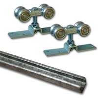Teilemagnet - Schiebetür Beschlagset mit Laufwagen/Laufkatze Wartungsfreie Leichtgängige Geräuscharme Laufrollen 2 Auflaufstopper Laufschiene 200 cm von TEILEMAGNET