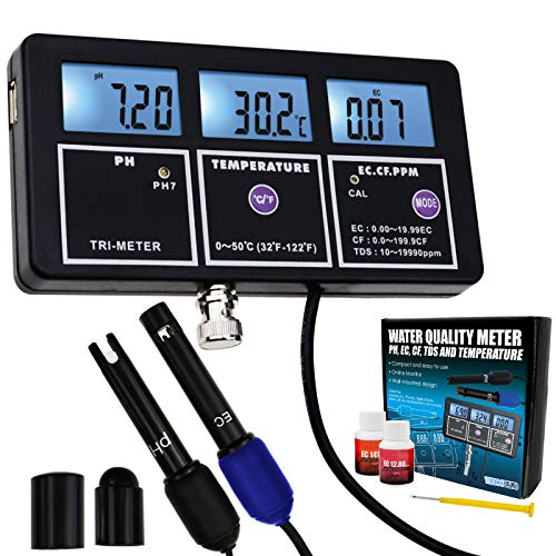 5-in-1 PH EC CF TDS Temperatur Wasserqualität Wiederaufladbare Multi-Parameter-Wandhalterung Test Meter mit Kontinuierlichen Monitor Tester für Aquarien Hydrokultur Pool Trinkwasser Labor von TEKCOPLUS