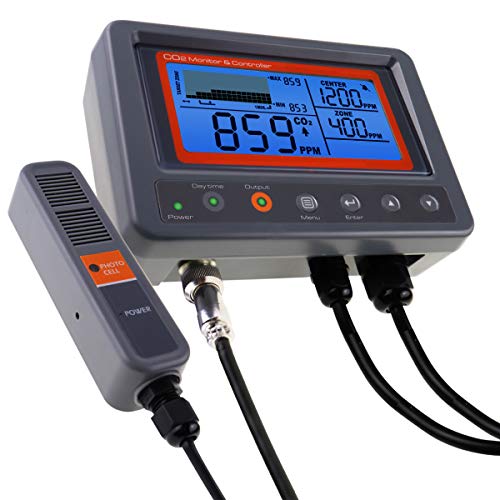 CO2-Regler mit NDIR-Sensor, Luftqualitätsmonitor und Tag-Nacht-Relaisfunktion. Ideal für Gewächshäuser, Grow Rooms, Gärten und Zuhause. von TEKCOPLUS