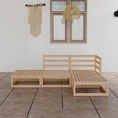 Furniture Home Tools 4-teiliges Garten-Lounge-Set Massivholz Kiefer von TEKEET