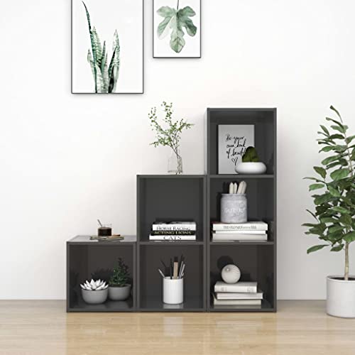 Furniture Home Tools TV-Schrank-Set, 3-teilig, Hochglanz-Grau, Holzwerkstoff von TEKEET