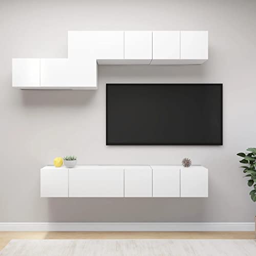 Furniture Home Tools TV-Schrank-Set, 7-teilig, Holz, Weiß von TEKEET