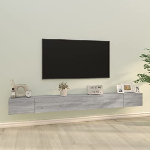 Furniture Home Tools TV-Schrank-Set, Grau, Sonoma, Holzwerkstoff, 3-teilig von TEKEET