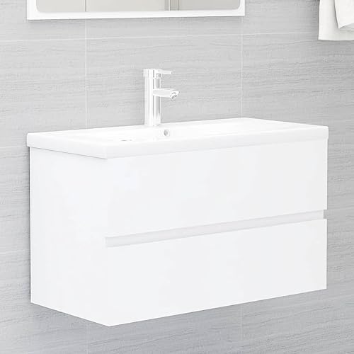 TEKEET Dieser Artikel: Waschbeckenunterschrank, weiß, 80 x 38,5 x 45 cm, Holzwerkstoff von TEKEET