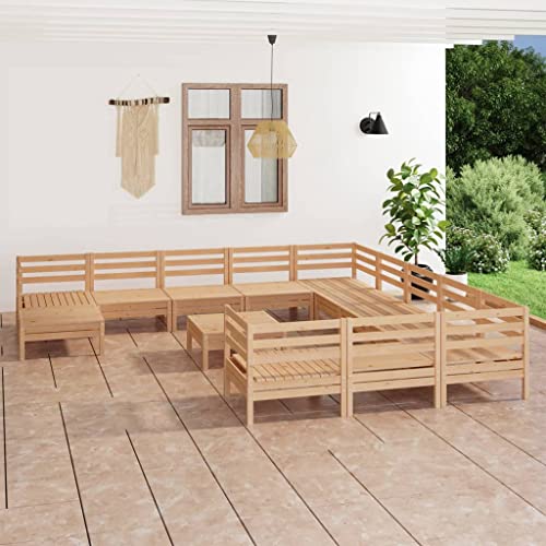 TEKEET Furniture Home Tools 13-teiliges Garten-Lounge-Set Massivholz Kiefer von TEKEET