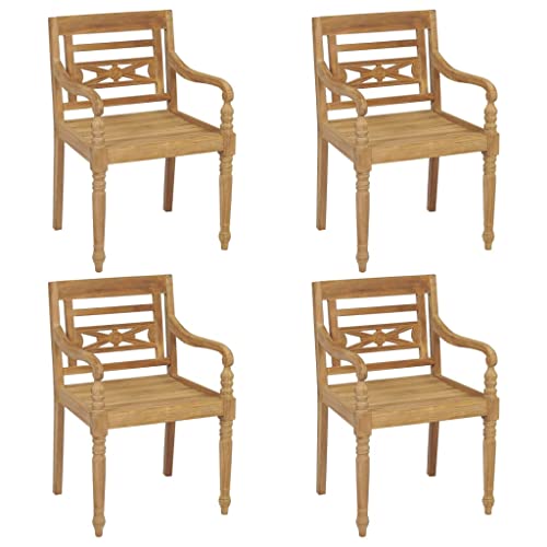 TEKEET Furniture Home Tools Batavia-Stühle, 4 Stück, massives Teakholz von TEKEET