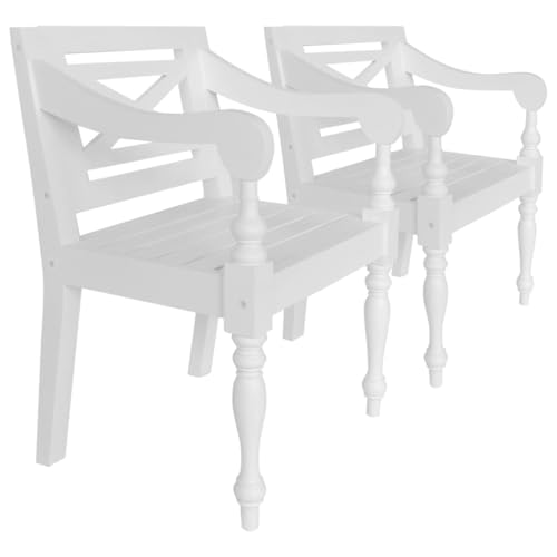 TEKEET Furniture Home Tools Batavia-Stühle, Mahagoniholz, Weiß, 2 Stück von TEKEET