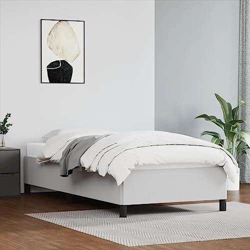 TEKEET Furniture Home Tools Bettgestell Weiß 90x190 cm Einzelbett Kunstleder von TEKEET