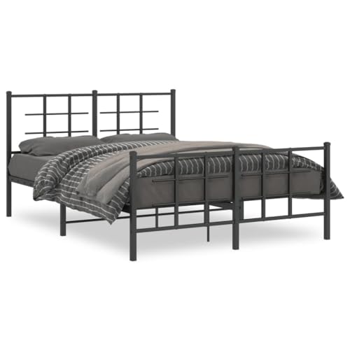 TEKEET Furniture Home Tools Bettgestell aus Metall mit Kopfteil und Fußteil, schwarz, 135 x 190 cm, Doppelbett von TEKEET