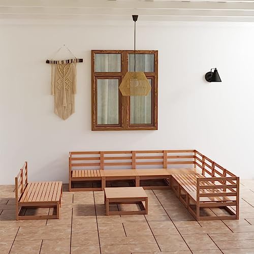 TEKEET Furniture Home Tools Garten-Lounge-Set, 10-teilig, Honigbraun, massives Kiefernholz von TEKEET