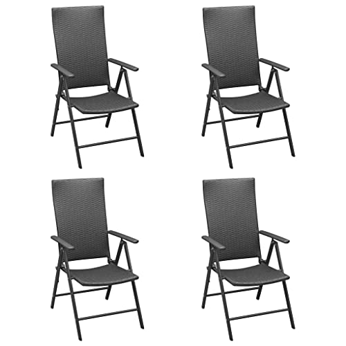 TEKEET Furniture Home Tools Gartenstühle 4 Stück Poly Rattan Schwarz von TEKEET
