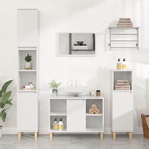 TEKEET Furniture Home Tools Waschbeckenunterschrank, Hochglanz, Weiß, 80 x 33 x 60 cm, Holzwerkstoff von TEKEET