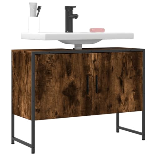 TEKEET Furniture Home Tools Waschbeckenunterschrank, Raucheiche, 80 x 33 x 60 cm, Holzwerkstoff von TEKEET