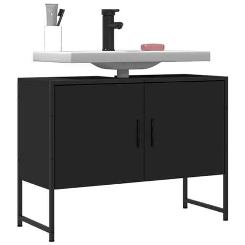 TEKEET Furniture Home Tools Waschbeckenunterschrank, schwarz, 80 x 33 x 60 cm, Holzwerkstoff von TEKEET