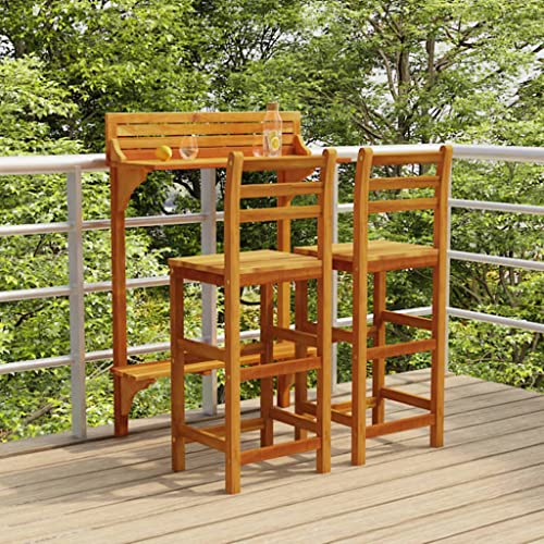 TEKEET Home Hardware Businese 3-teiliges Balkon-Bar-Set Massivholz Akazie von TEKEET