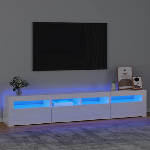 TEKEET Home Hardware Businese TV-Schrank mit LED-Lichtern, Hochglanz, Weiß, 210 x 35 x 40 cm von TEKEET