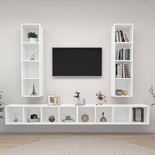 TEKEET Home Hardware Businese TV-Wandschränke, 4 Stück, Holz, Weiß von TEKEET