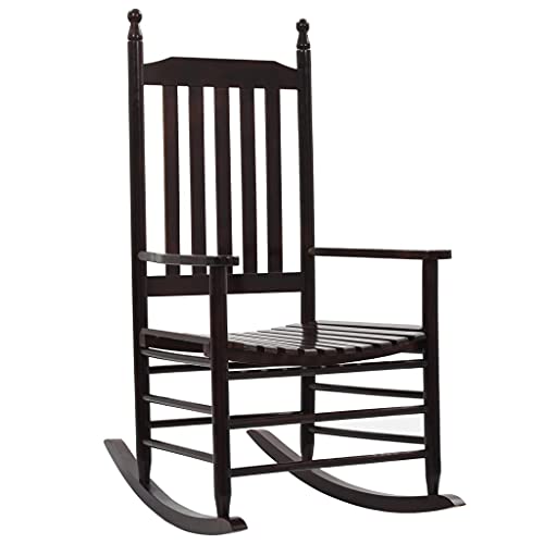 TEKEET Outdoor-Sitz-Schaukelstuhl mit gebogenem Sitz, braune Pappelholzmöbel von TEKEET