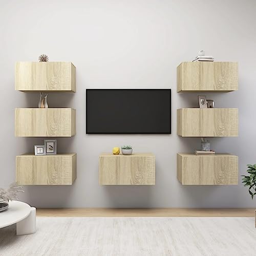 TEKEET TV-Schränke 7-teilig Sonoma Eiche 30,5x30x60cm Holzwerkstoff Möbel von TEKEET