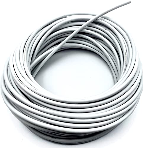 TEKLiNe 20mt Seil Stahl vermessingt 4,5 mm kunststoffbeschichtet Last Kabel Wäscheständer Stahlseil Messing Zaun Plane Farbe Weiß, Seil 20 Meter Stahl plastifiziert von TEKLiNe