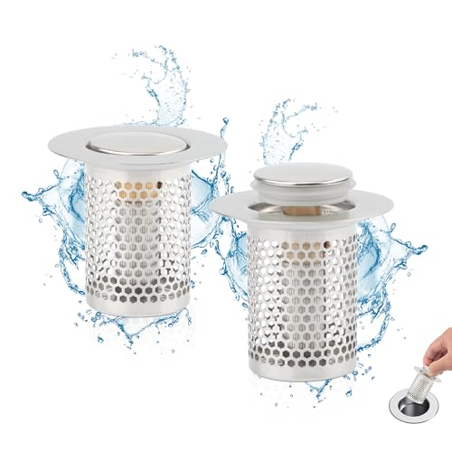 2 Stück Herausnehmbarer Abfluss Abflusssieb mit Presspassung und Elastischem Messingkern Edelstahl Abflusssieb Ausche für Spülbecken Küche Kanalisation Bad von TEKONDA