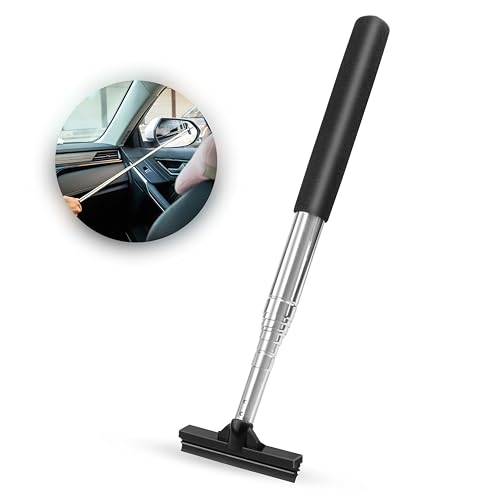 Car Mirror Wiper Fenster Wischer Teleskop Fensterwischer Spiegelwischer Autowaschbürste mit Stiel Ausziehbar bis 99 cm für Regnerisches und Nebliges Wetter Spiegelreinigung Schwarz von TEKONDA