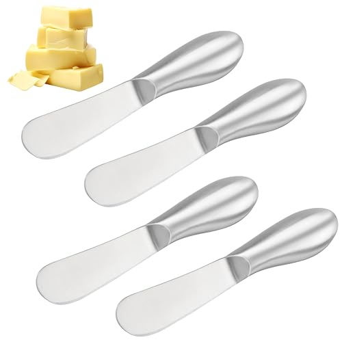 TEKONDA 4 Stück Buttermesser Edelstahl Butterschneider Mini Messer Nutella Messer Dessertmesser Streichmesser für Schneiden von Butter von TEKONDA