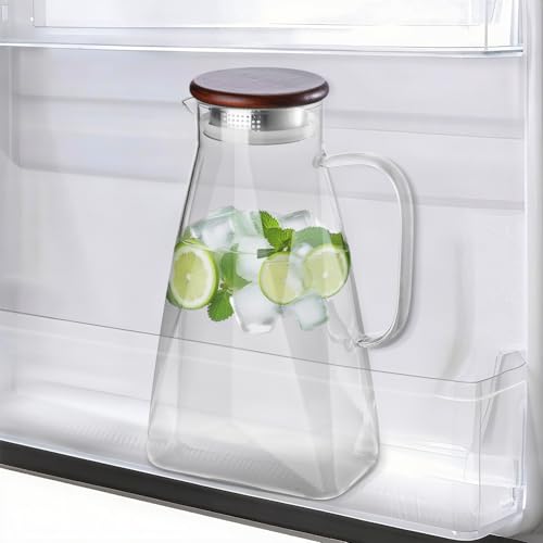 TELANKS 1800ML Wasserkaraffe mit Deckel, Wasserkaraffe für Kühlschranktür, Karaffe für Heiß- & Kaltgetränke geeignet Robuste Glaskaraffe, Transparent TELANKS 1800ML Wasserkaraffe mit Deckel, Wasserkaraffe für Kühlschranktür, Karaffe für Heiß- & Kaltgetränke geeignet Robuste Glaskaraffe, Transparent von TELANKS