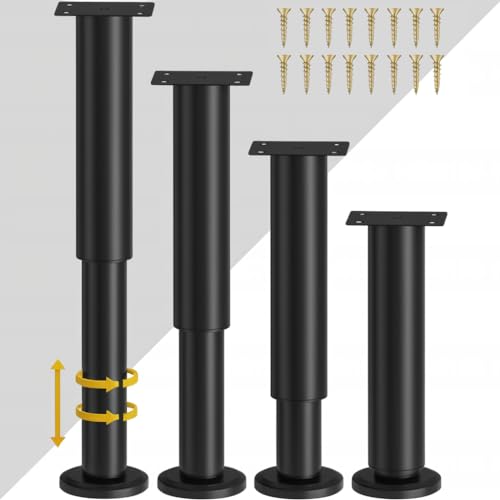 TELANKS 4 Stück Möbelfüße Höhenverstellbar, Möbelfüße Verstellbar 25-43cm, Schwarz Metall Möbelbeine, Verstellbare Füße für Möbel Sofa Bett Nachttisch Schrank Kabinett (4, 25-43cm) TELANKS 4 Stück Möbelfüße Höhenverstellbar, Möbelfüße Verstellbar 25-43cm, Schwarz Metall Möbelbeine, Verstellbare Füße für Möbel Sofa Bett Nachttisch Schrank Kabinett (4, 25-43cm) von TELANKS