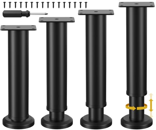 TELANKS 4er Set Verbesserte Höhenverstellbare Möbelfüße, Verstellbar Möbelfüße 25-43cm, Metall Schwarz Möbelbeine, Möbelersatzbeine für Sofa/Schrank/Couch/Kommode/Tisch/Bett TELANKS 4er Set Verbesserte Höhenverstellbare Möbelfüße, Verstellbar Möbelfüße 25-43cm, Metall Schwarz Möbelbeine, Möbelersatzbeine für Sofa/Schrank/Couch/Kommode/Tisch/Bett von TELANKS