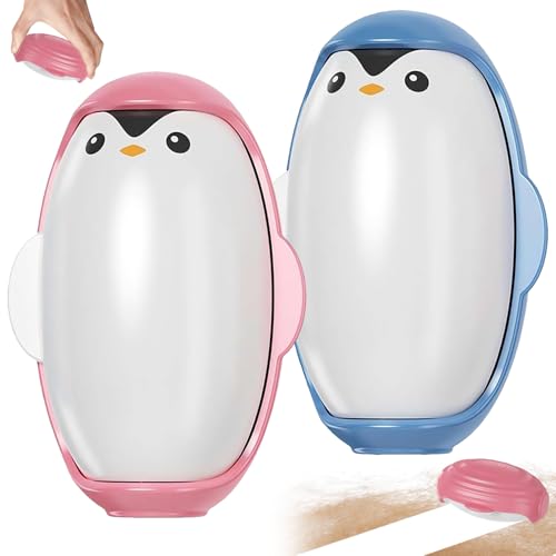 Pinguin Form Mini Fusselrolle für Reisen, 2 Stück Tragbarer Klebriger Haarrollerball, Fusselrolle Wiederverwendbar, Pinguinform Fusselroller, Waschbarer Gel Fusselrolle, für Kleidung und Tierhaare von TELAOBAN