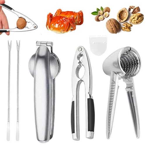 TELAOBAN Multifunktional Zuhause Nußknacker, Aluminiumlegierung Walnussknacker mit 2 Walnussnadeln, Walnussknacker mit Rutschfestem Griff, Nussknacker Walnüsse Set, für Walnüsse, Kastanien, Mandeln von TELAOBAN