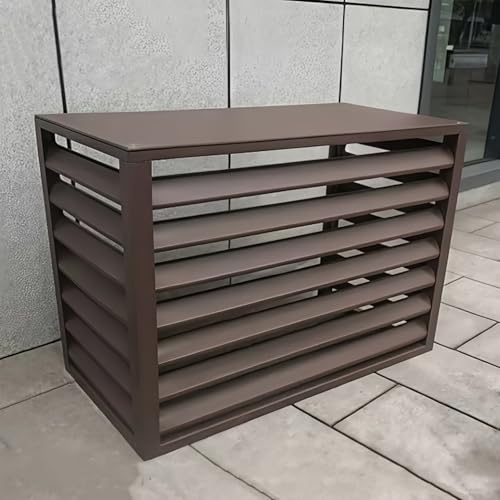 Abdeckung Für Klimaanlage Aus Aluminium, Sichtschutzzaun, Blumenständer, Wärmepumpe Verkleidung Für Aussen, Schutzgitter Für Klimaanlagen Und Wärmepumpen(Brown,110x60x80cm) von TELCIM